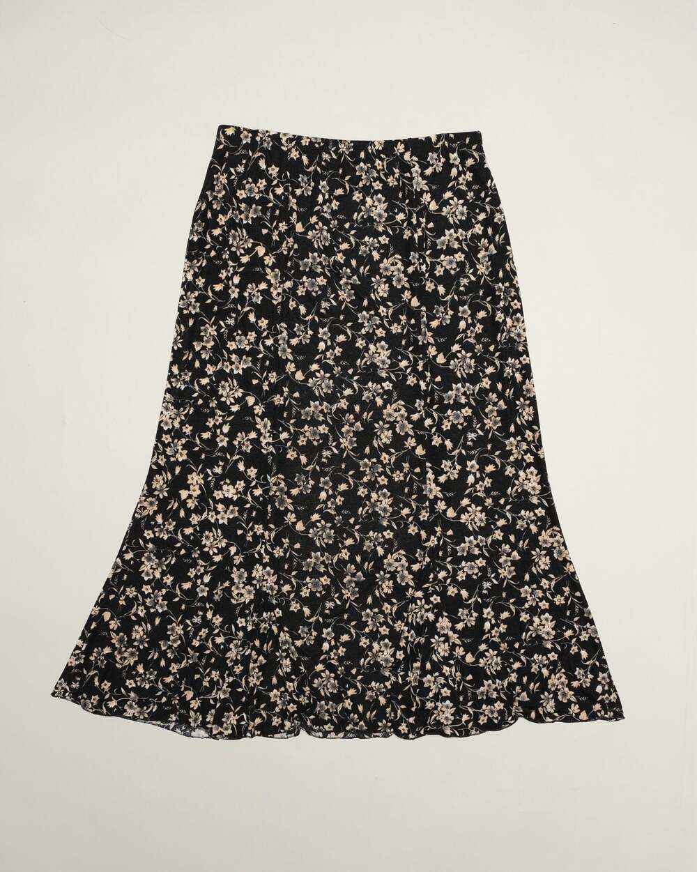 Vintage Floral Print Slinky Midi Skirt Briggs New York Brand Size Petite M